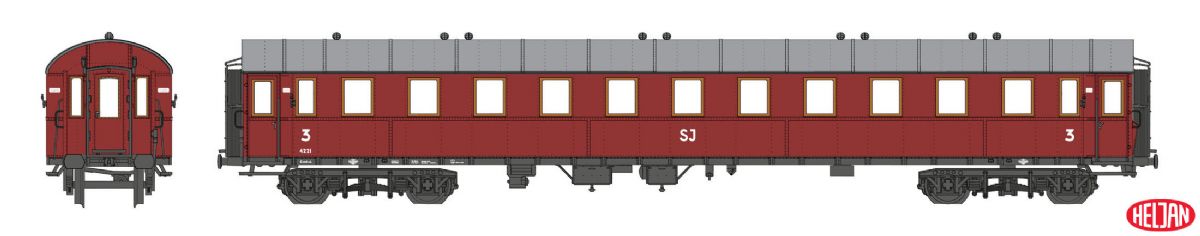 lagerPERSONVAGN SJ Co7d 4221, Heljan Lok